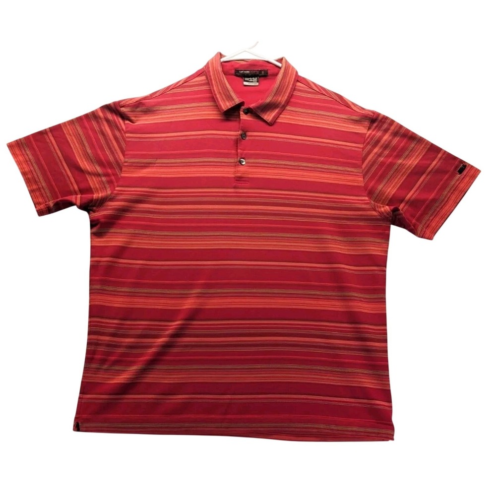 Nike Tiger Woods Collection Polo Shirt Mens Large Red Short Sleeve Dri-Fit Golf